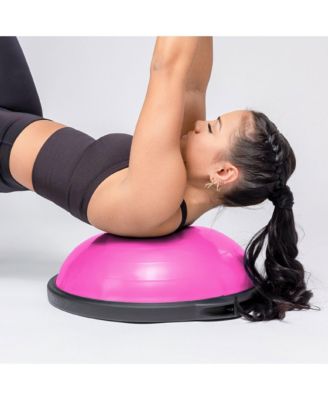 20 Inch Dynamic Non-Slip Travel Size Home Gym Balance Ball Pod Trainer for Strength and Flexibility with 6 Rubber Feet and Hand Pump, Pink