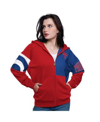 Starter - Women's  Red/Royal Philadelphia Phillies Curve Ball Full Zip Hoodie Sweatshirt