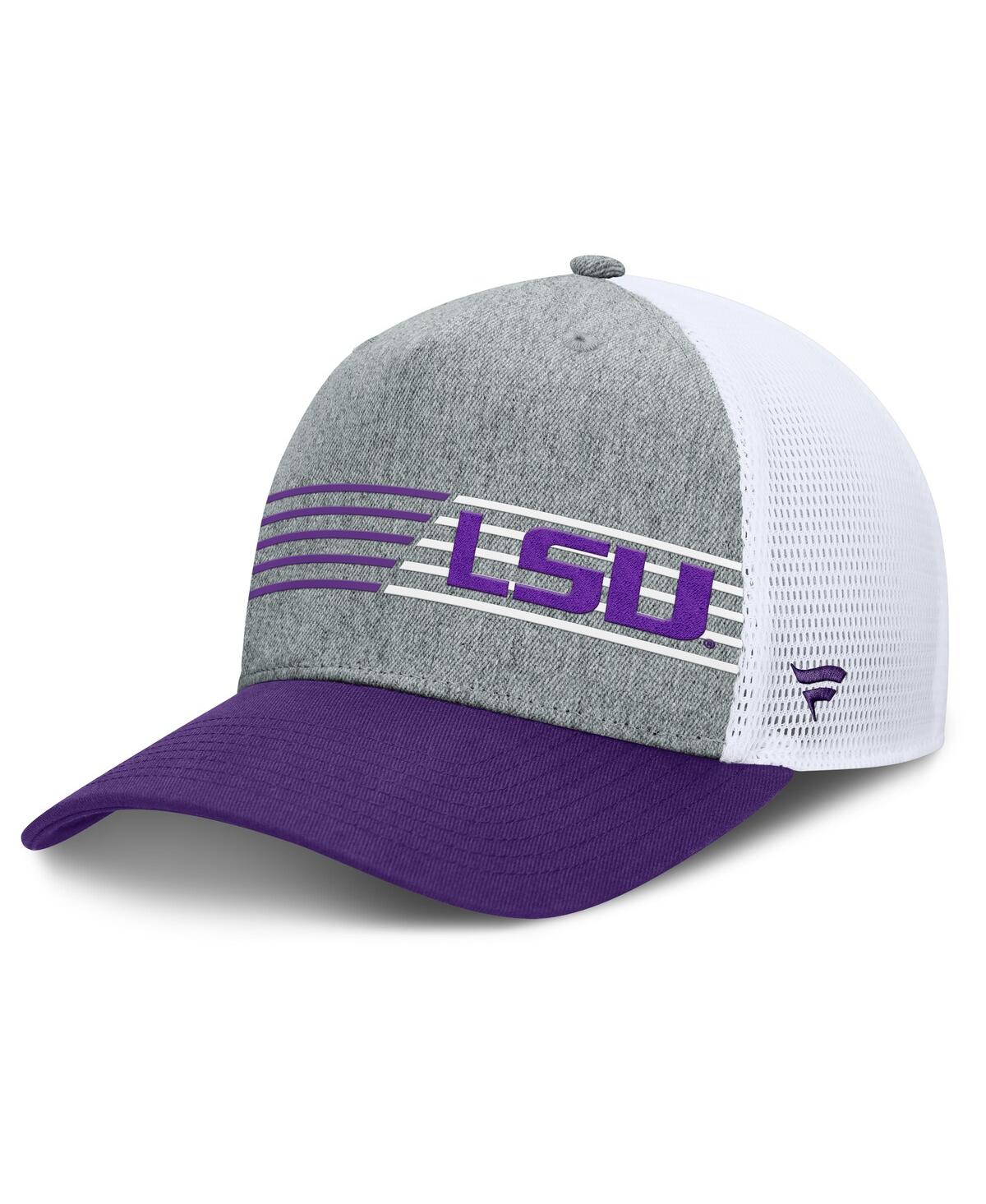 Fanatics Men's Heather Gray/Purple Lsu Tigers Profile Trucker Adjustable Hat - Heather Gray, Purple