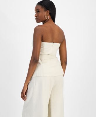 Women's Belted Strapless Button-Front Top, Exclusively at Macy's