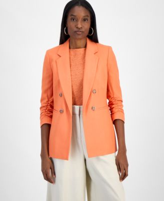 Bar III - Women's Ruched-Sleeve Open-Front Blazer, Exclusively at Macy's