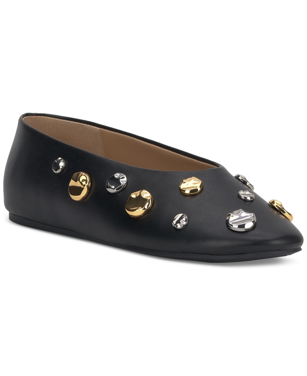 Women's Rachany Hardware Flats, Exclusively at Macy's - Black Smooth