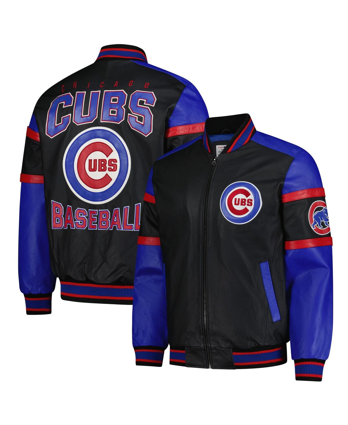 Men's Black Chicago Cubs Full-Zip Leather Varsity Jacket - Black