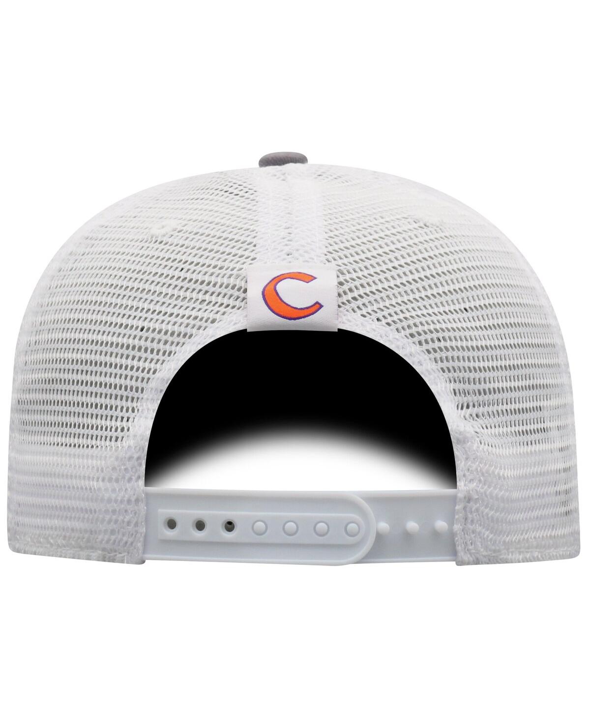 Top Of The World Men's Gray/white Clemson Tigers Victory Baseline Trucker Adjustable Hat In Gray,white