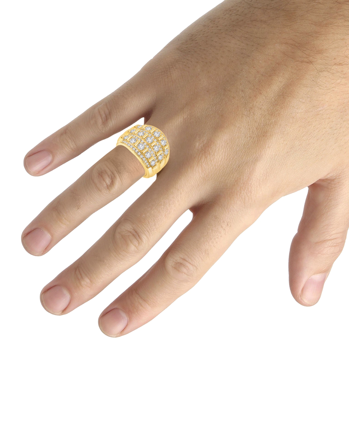 Macy's Men's Diamond Multirow Polished Statement Ring (3 Ct. T.w.) In 10k Gold In Gold