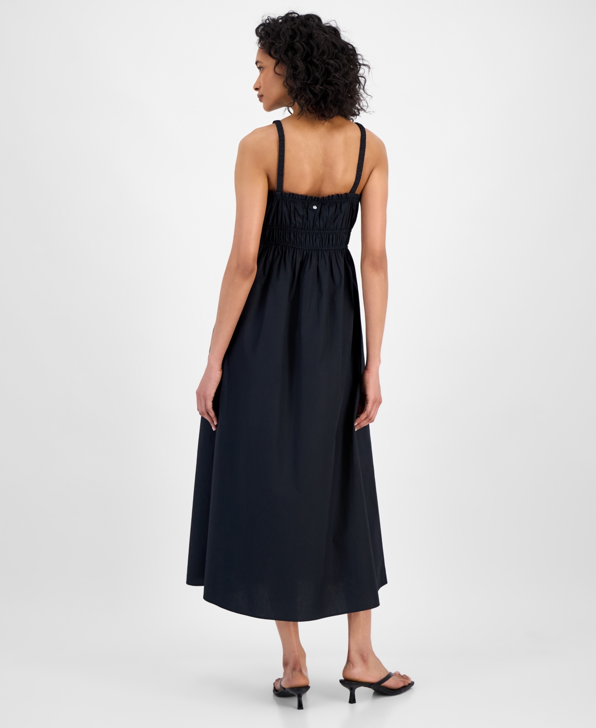 HUGO BOSS WOMEN'S SWEETHEART-NECK SLEEVELESS COTTON MIDI DRESS 