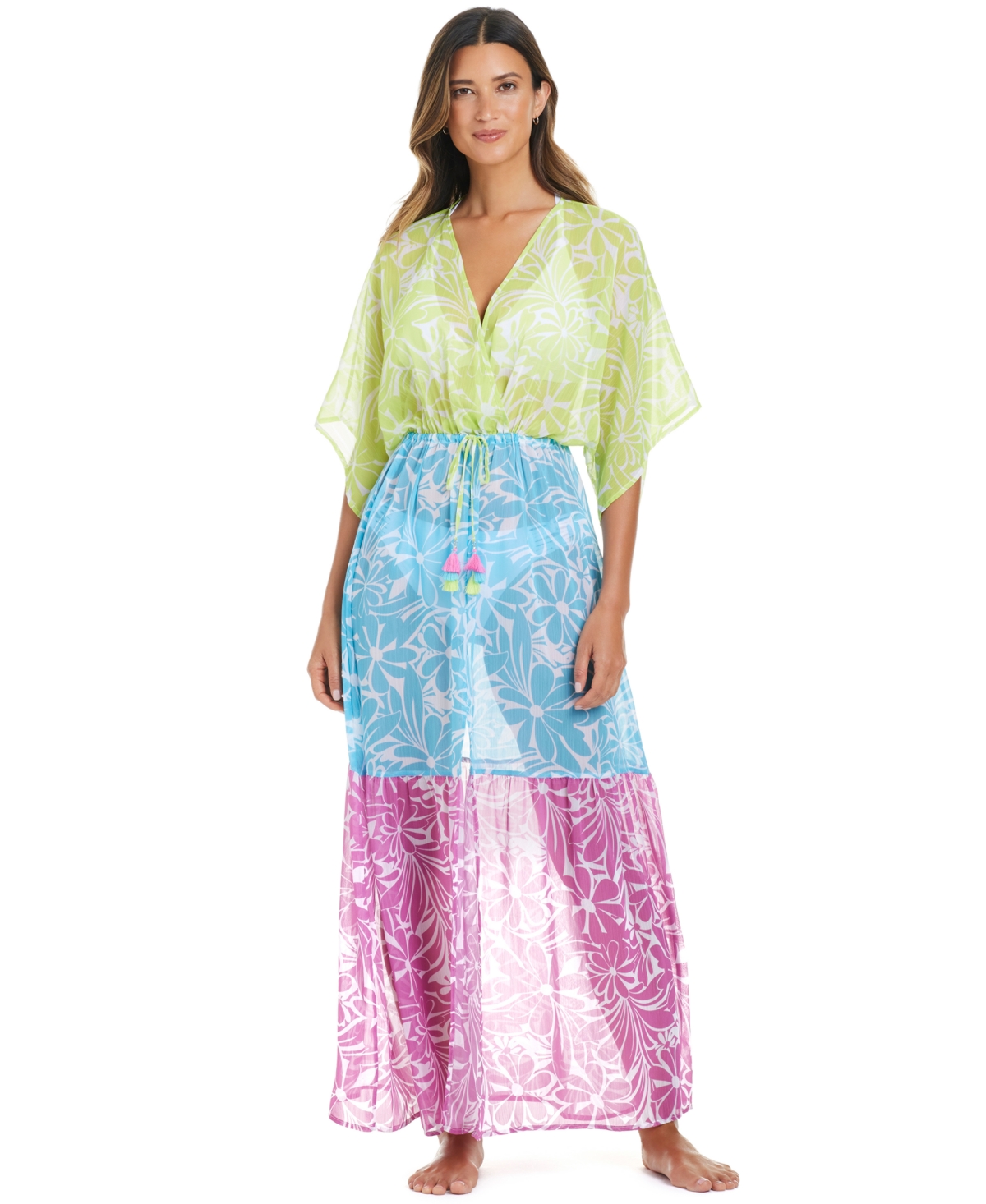 Shop Bleu By Rod Beattie Women's Sock It To Me Printed Chiffon Cover-up Maxi Dress In Multi