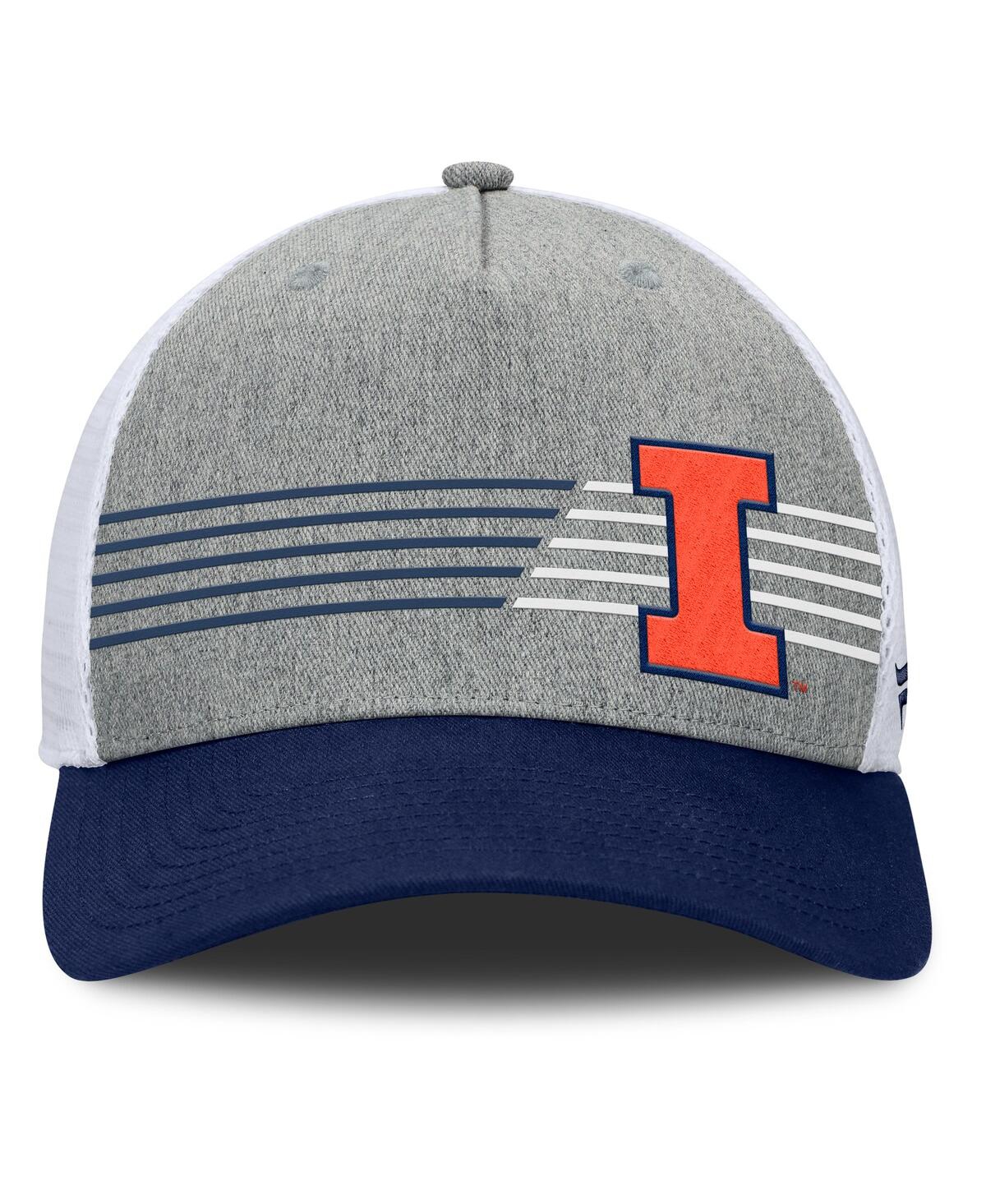 Fanatics Men's Heather Gray/navy Illinois Fighting Illini Profile Trucker Adjustable Hat In Heather Gray,navy