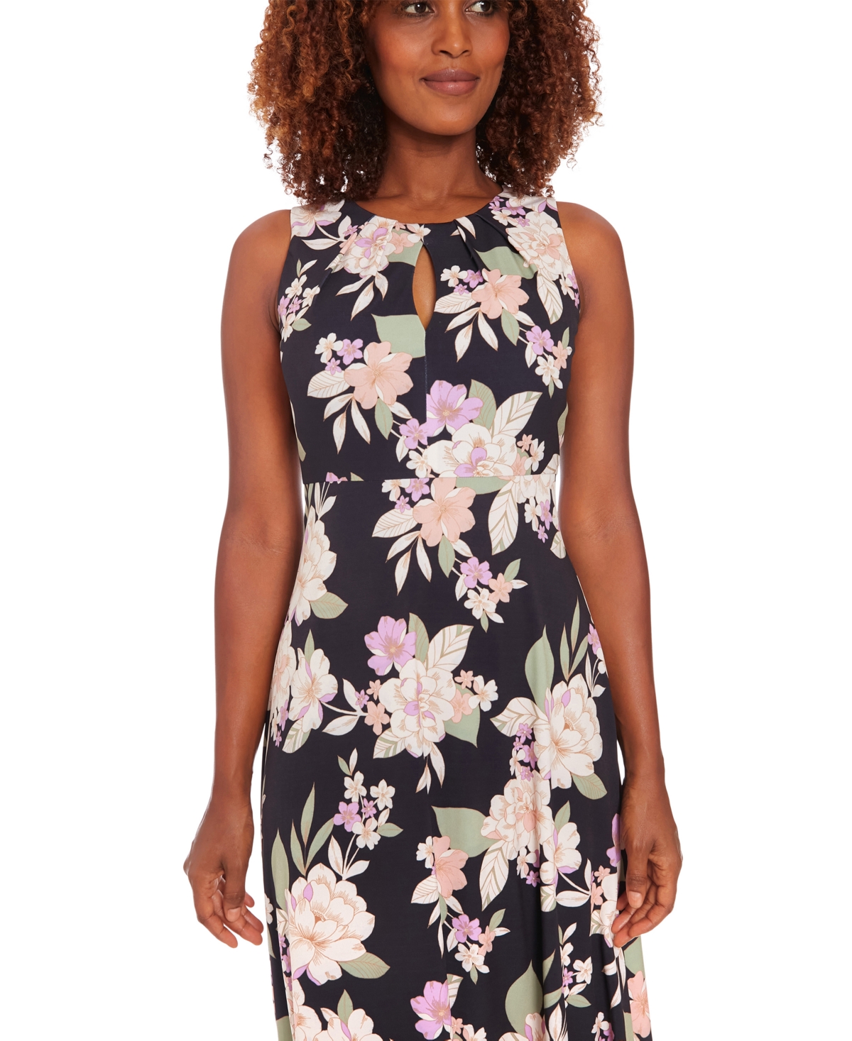 MAGGY LONDON PETITE FLORAL-PRINT A-LINE DRESS 