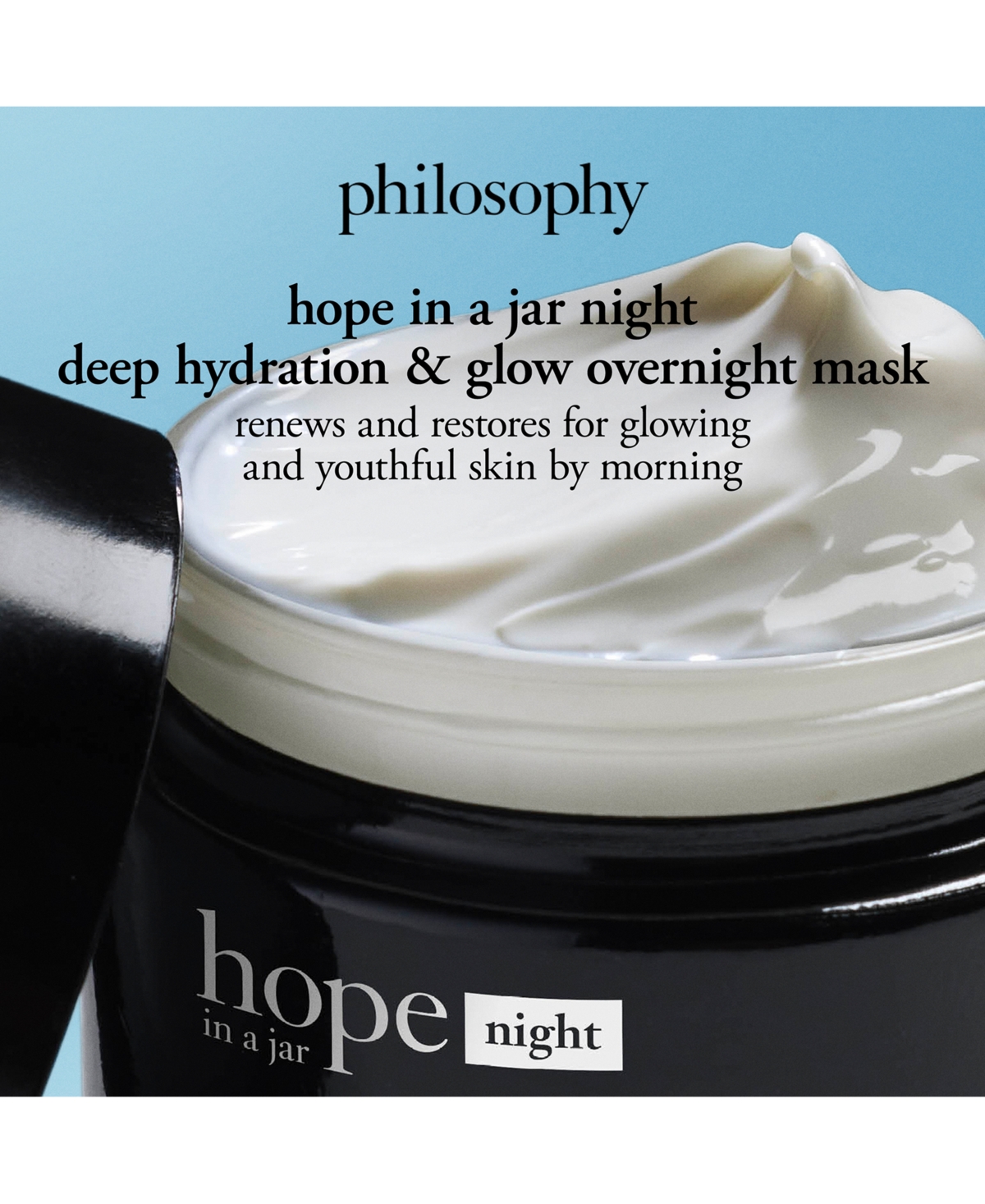 PHILOSOPHY HOPE IN A JAR DEEP HYDRATION & GLOW OVERNIGHT MASK, 2 OZ. 