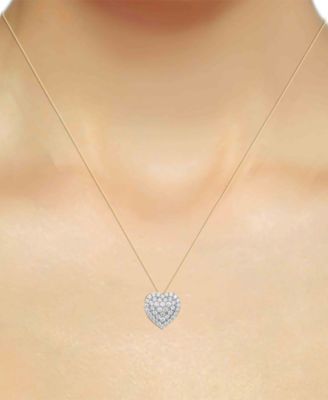 Lab-Grown Diamond Cluster Heart 18" Pendant Necklace (2 ct. t.w.) in Sterling Silver or 14k Gold-Plated Sterling Silver
