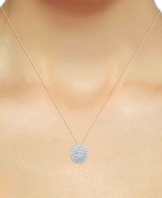 Lab Grown Diamond Double Halo Cluster 18" Pendant Necklace (2 ct. t.w.) in Sterling Silver or 14k Gold-Plated Sterling Silver