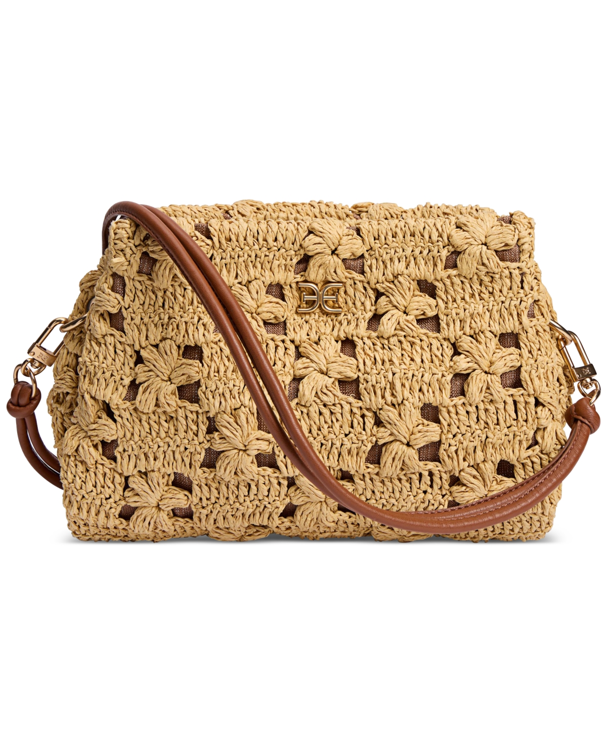 SAM EDELMAN LAYLA FLORAL RAFFIA SHOULDER BAG 