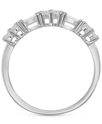 Cubic Zirconia Round & Baguette Band in Sterling Silver