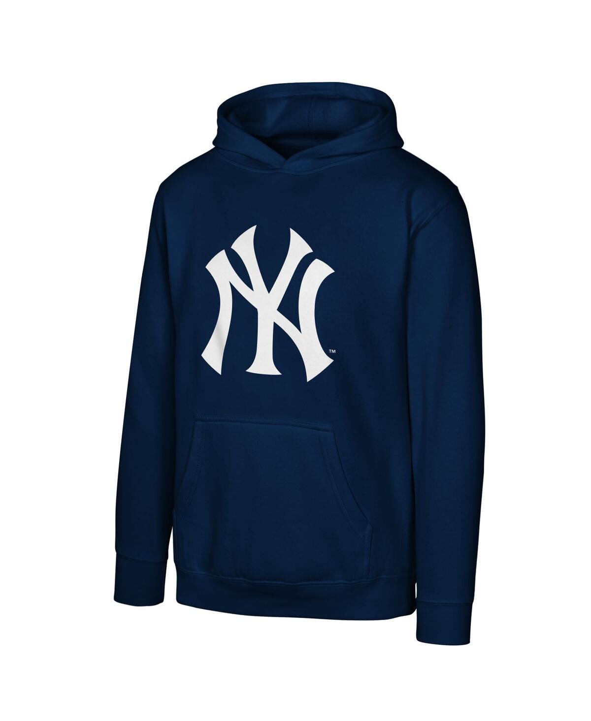 Outerstuff Big Boys And Girls Navy New York Yankees Primary Logo Pullover Hoodie
