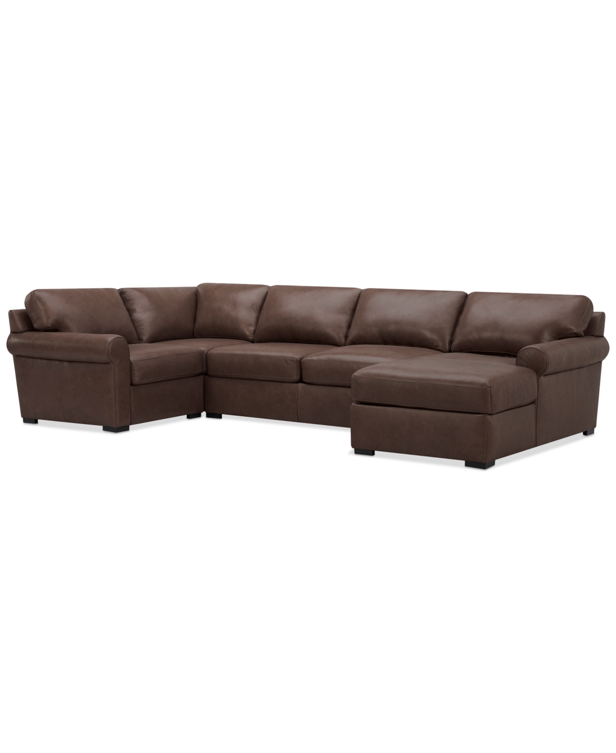 Macy's Radley Roll Arm 139" 4-pc. Leather Square Corner Chaise Sectional, Exclusively At