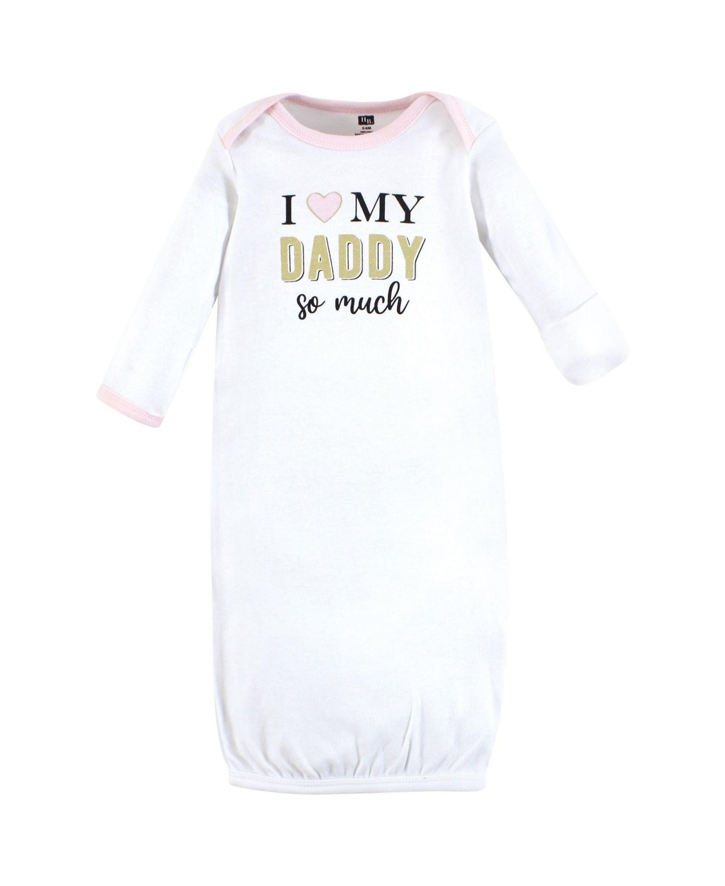 Платье Hudson Baby Layette Essentials Gown, Swaddle Wrap, and Headpiece Option для девочек-малышей, цвет: Daddy Hearts — фото 4