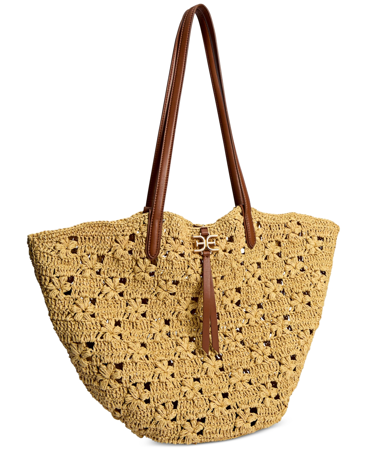 Shop Sam Edelman Layla Floral Raffia Fan Tote In Natural