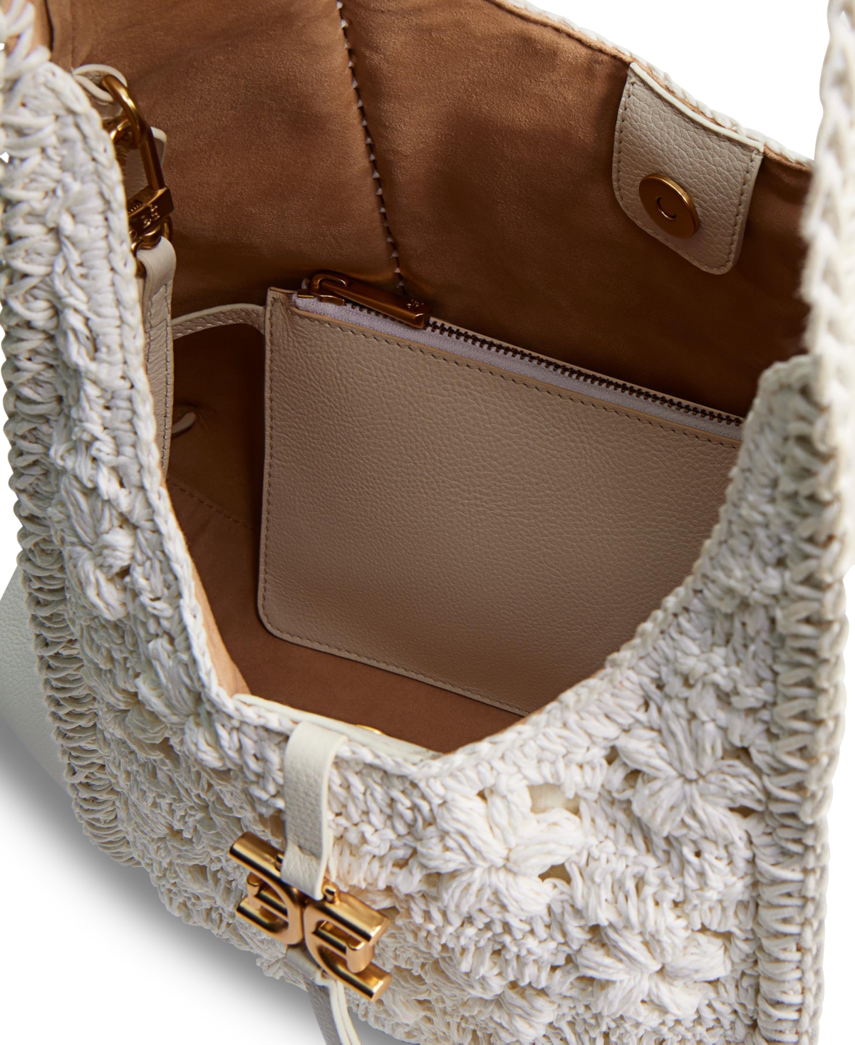 SAM EDELMAN SYLVIA CROCHET RAFFIA HOBO BAG 