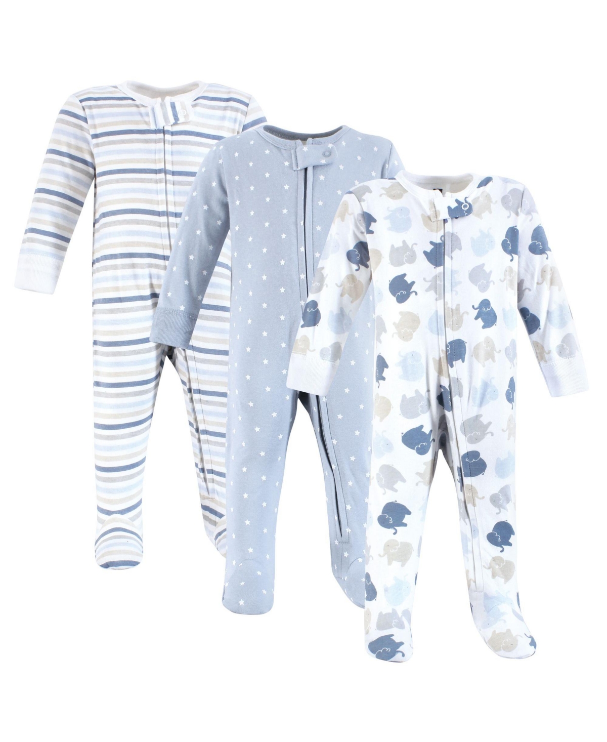 Hudson Baby Baby Boys Hudson Premature Soft Cotton Romper for Playtime & Naps - Multi color boy elephant