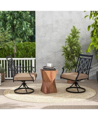 Patio Swivel Chair 4 PCS Outdoor Bistro Dining Chair Blossom Pattern Backrest