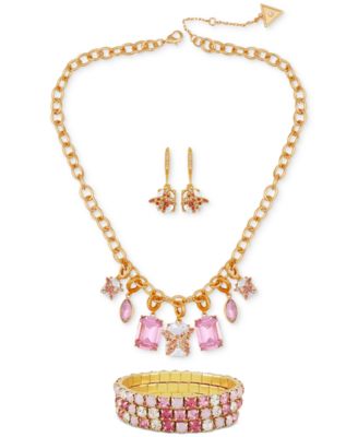 Mixed Stone Butterfly Statement Necklace, Drop Earrings & 3-Pc. Stretch Bracelet Set