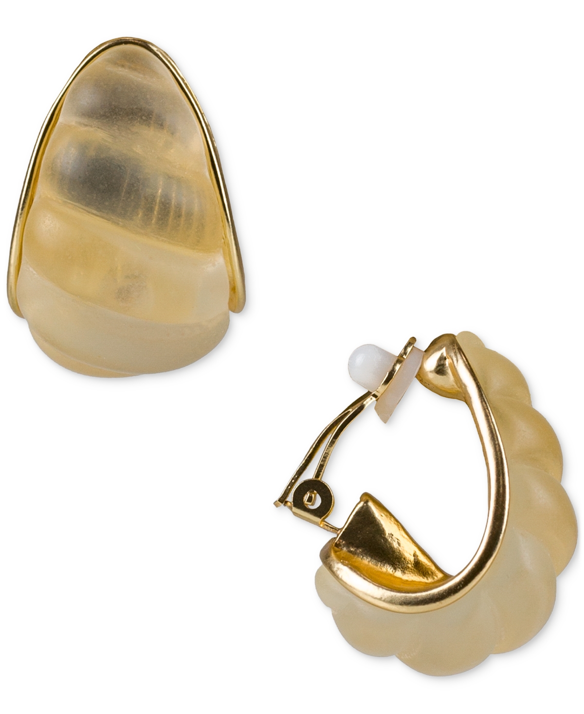 Gold-Tone Scallop J Hoop Clip-On Earrings - Matte Gold