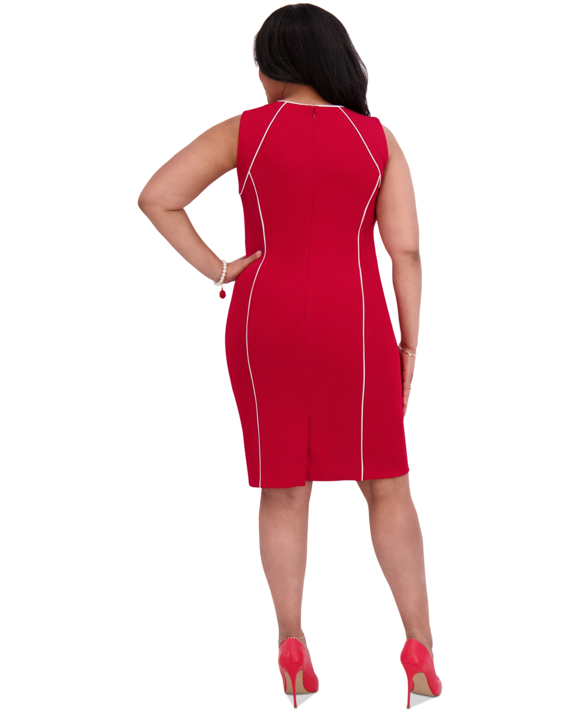 Kasper Women's Piped Sheath Dress, Regular & Plus Size In Crimson Cream