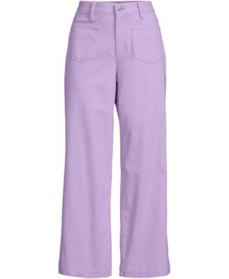 Women's High Rise Patch Pocket Wide Leg Chino Crop Pants