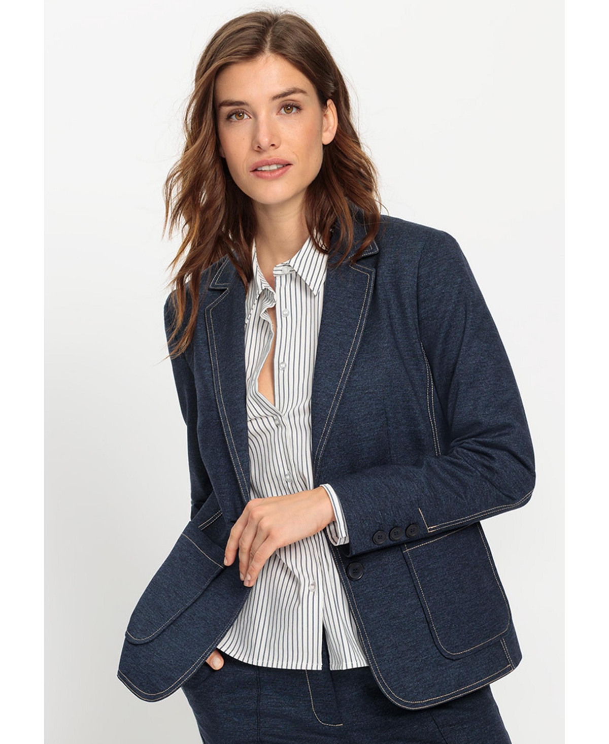 Women's Denim Look Jersey Blazer - Ink blue