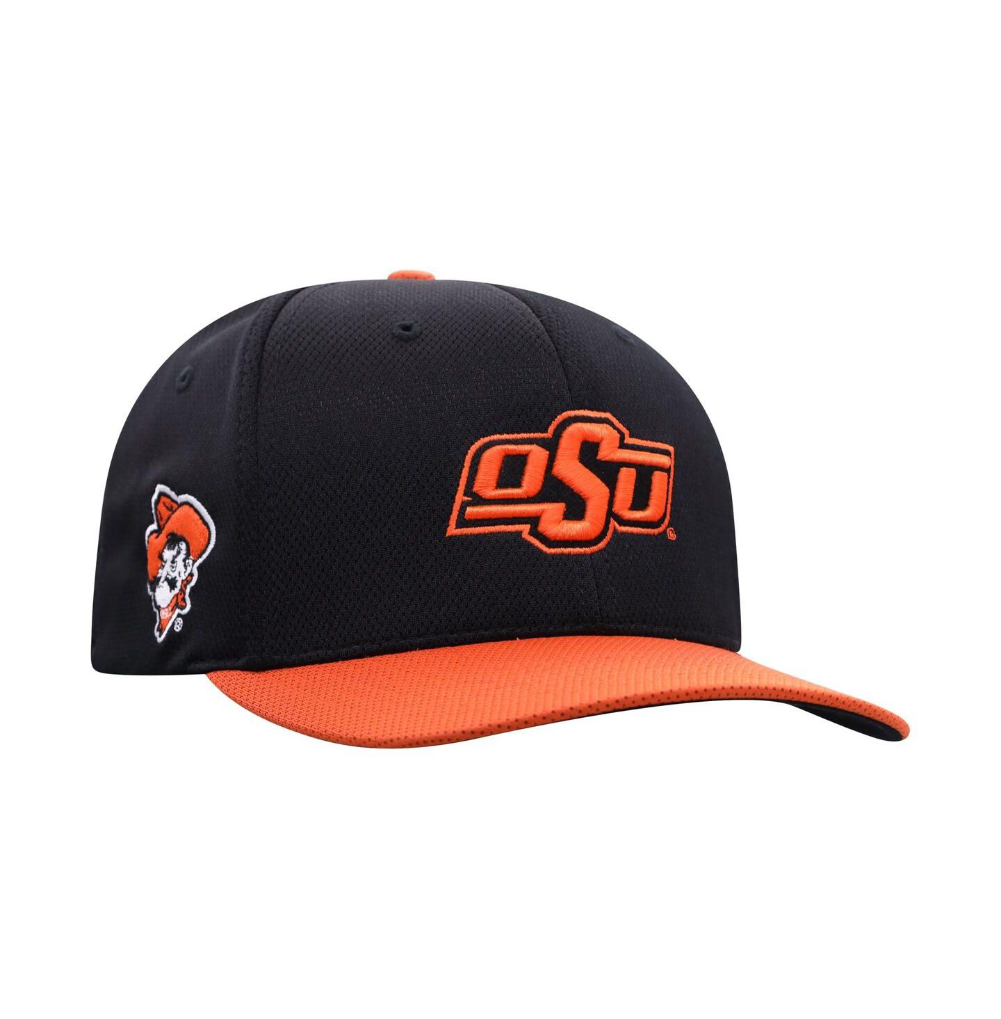 Мужская кепка Top of the World Black Oklahoma State Cowboys Reflex Fitted Hat — фото 1