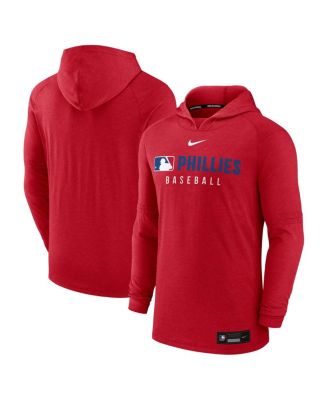 Nike - Men's Heather Red Philadelphia Phillies Authentic Collection Tri-Blend Performance Pullover Hoodie