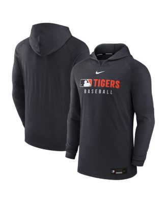 Nike - Men's Heather Black Detroit Tigers Authentic Collection Tri-Blend Performance Pullover Hoodie