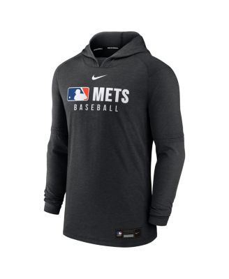 Men's Heather Black New York Mets Authentic Collection Tri-Blend Performance Pullover Hoodie