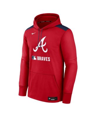Men's Red Atlanta Braves Authentic Collection Performance Pullover Hoodie