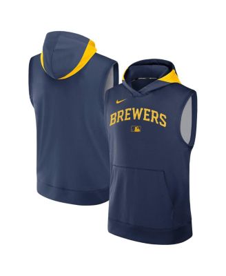 Nike - Men's Navy Milwaukee Brewers Authentic Collection Performance Sleeveless Pullover Hoodie