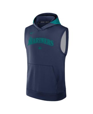 Men's Navy Seattle Mariners Authentic Collection Performance Sleeveless Pullover Hoodie