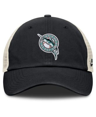 Men's Black/Natural Florida Marlins Cooperstown Collection Club Trucker Adjustable Hat