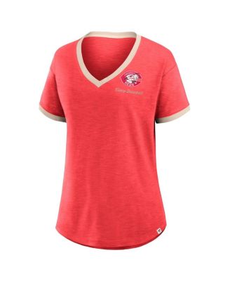 Women's Red Cincinnati Reds Binge Worthy Stadium Slub V-Neck T-Shirt