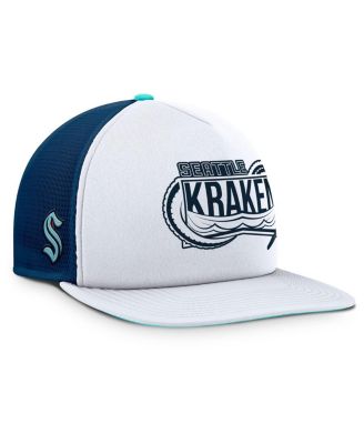 Fanatics - Men's White/Deep Sea Blue Seattle Kraken Authentic Pro Hometown Rink Foam Trucker Snapback Hat