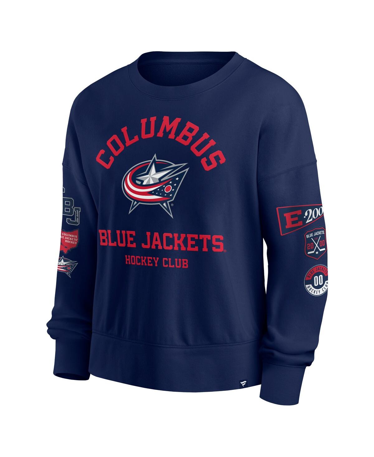 Fanatics Women's Navy Columbus Blue Jackets Go Team Pullover Sweatshirt In Navy