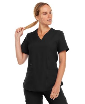 Women's Ruth 3-Pocket Multi Stitch V-Neck Scrub Top, Black