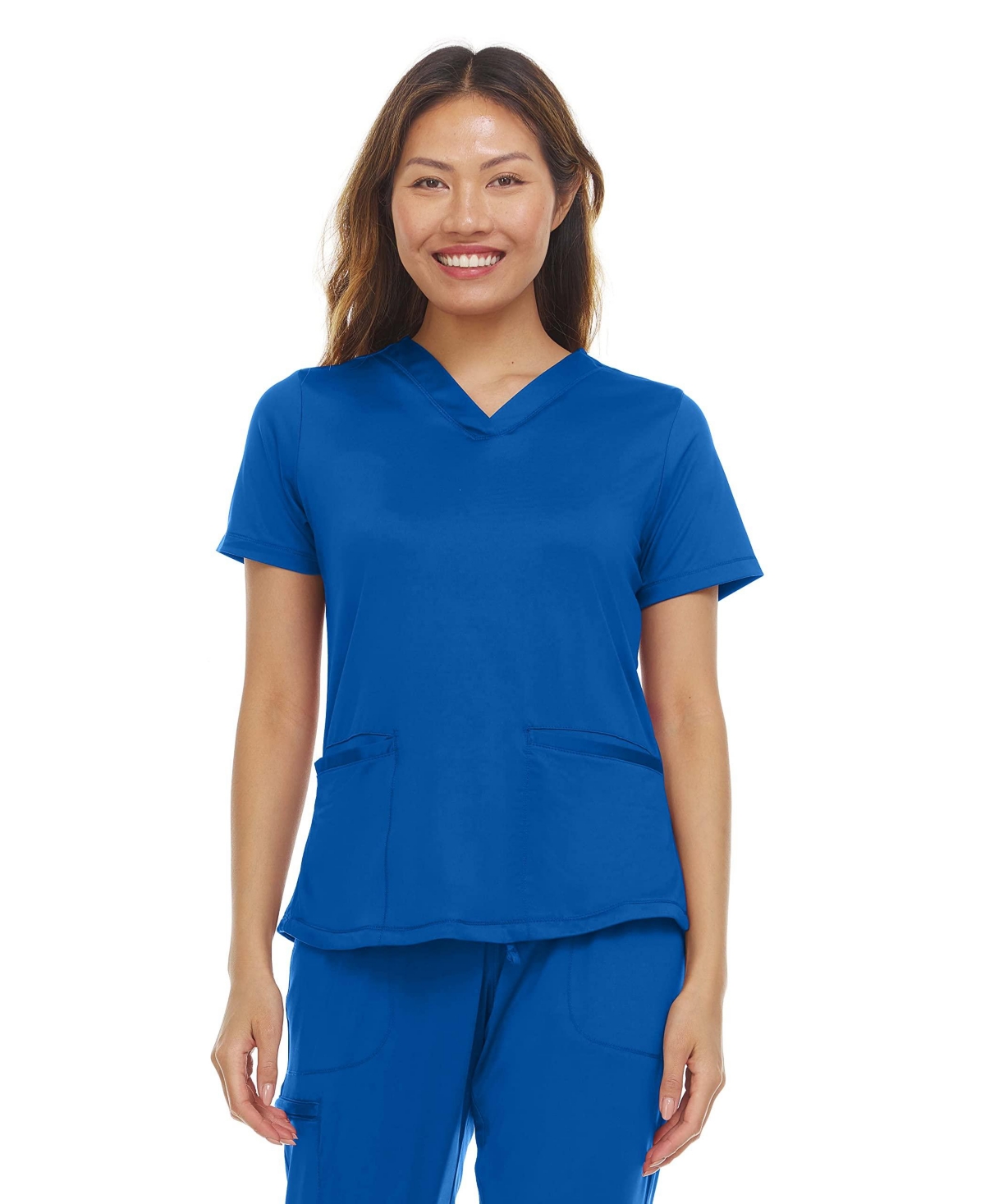 Women's Scrubs V-Neck Nylon Spandex Yoga Scrub Top, Navy Small - Wine