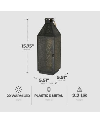 16 Inch Battery Powered 20 LED Filigree Lantern (2 Pack)