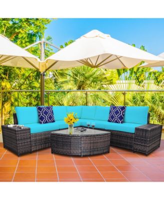 6PCS Rattan Furniture Sectional Sofa Set w/ Cushions