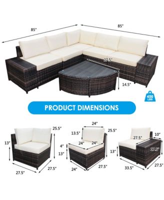 6PCS Rattan Furniture Sectional Sofa Set w/ Cushions