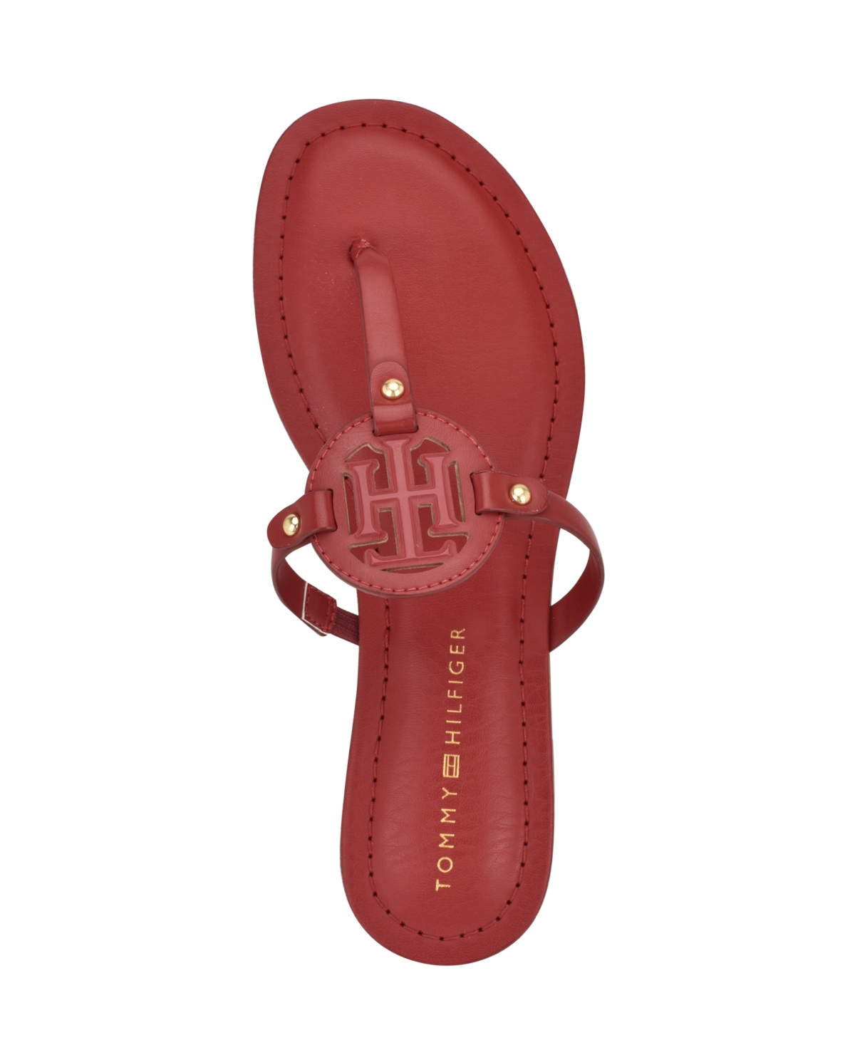 Tommy Hilfiger Women's Litzy Logo T-strap Flat Sandals In Dark Red