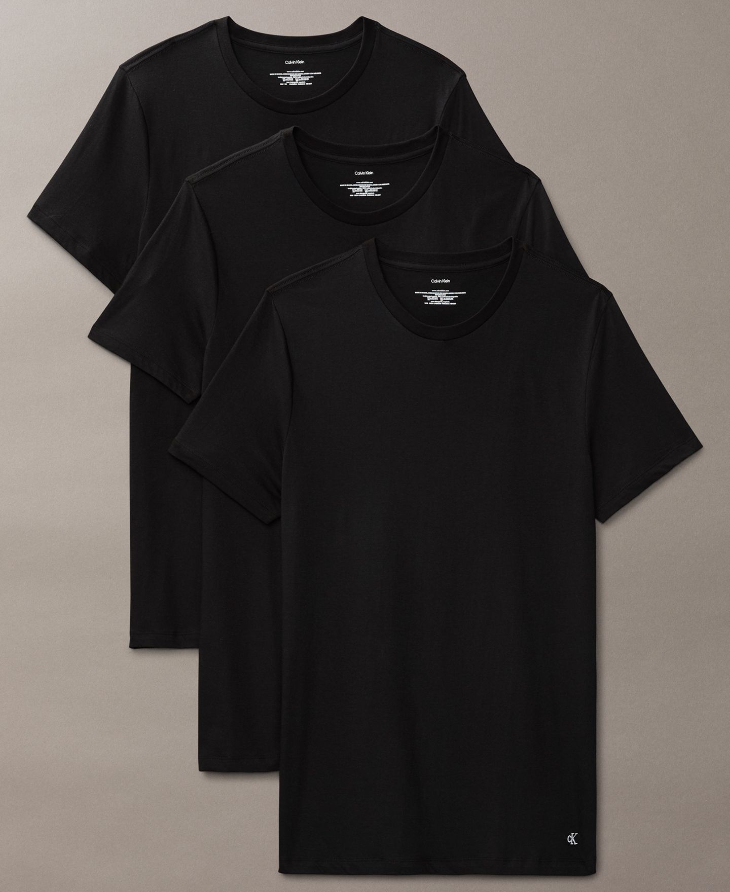 Мужские футболки Calvin Klein Cotton Classics Crewneck T-Shirt, 3-Pack, цвет: Чёрный — фото 1