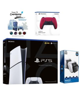 PlayStation 5 Slim Digital with Extra Controller, Dual Charging Dock and MightySkins Decal Code