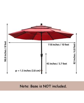 10 ft 3-Tier Outdoor Patio Market Umbrella with Double Air Vent and Push Button Tilt